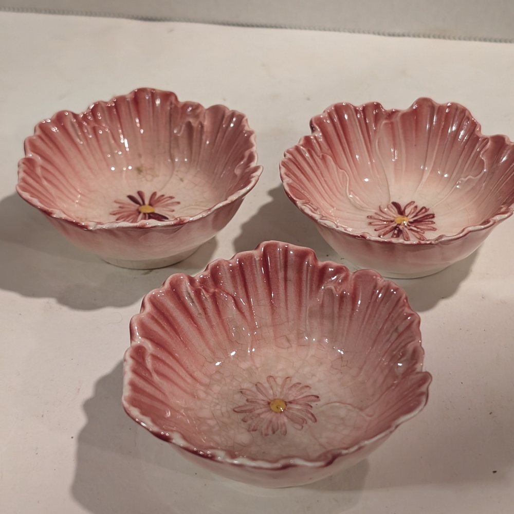 Royal Winton Floral Pink Ceramic butter patties or salters Set of 3.